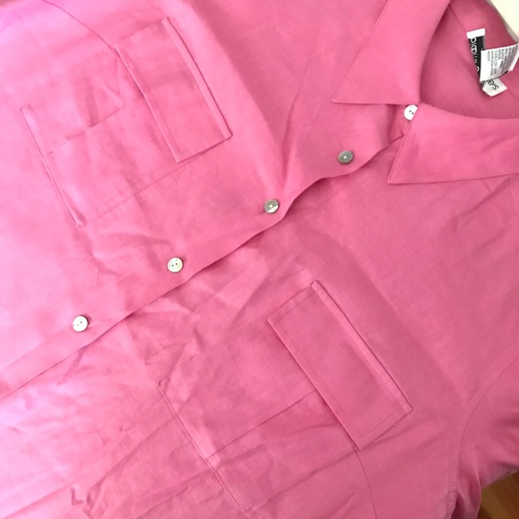 BLOOMINGDALE’S 100% Linen Blouse Button Down Tunic Twin Set Women’s Plus Size 2X - Picture 3 of 16